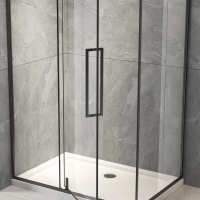 Душевой угол раздвижной прямоугольный RV034B-120100-01-C7 1200х1000х1950 Цвет профиля Чёрный матовый Стекло Прозрачное Veconi