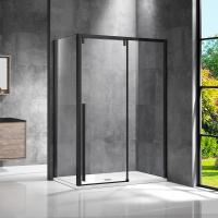 Душевой уголок, прямоугольный Lugano VSR-1L1013CLB-1 1300х1000х1950 цвет черный стекло прозрачное Vincea