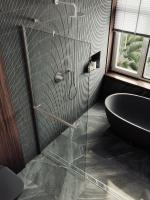 Душевая перегородка в профиле MaybahGlass 1950*1090 Стекло 8 мм Бесцветное +Полотенцедержатель  Профиль: Широкий, Цвет Хром матовый MGD-708-5ш