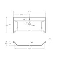 Раковина из искусственного камня, чёрная BB900/450-LV-ART-AST-NERO BelBagno