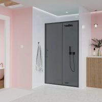 Душевая дверь раздвижная E1-B-150-12-C9 1500x1950 Цвет профиля Чёрный матовый Стекло  Тонированное матовое Veconi