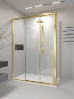 Душевой угол раздвижной 1200х800x2000 цвет профиля Золото брашинг стекло прозрачное PR3/L-SP-12080-01-G-C4 Premium Veconi
