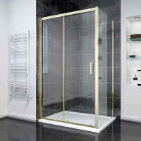 Душевой угол раздвижной прямоугольный RV055G-10070-01-C8 1000х700х1950 Цвет профиля Золото брашинг Стекло Прозрачное Veconi