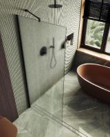 Душевая перегородка в профиле MaybahGlass 1950*690 Стекло 8 мм Сатин   Профиль: Широкий, Цвет Черный MGD-706-6ш