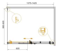 Душевой уголог: прямоугольный STYLUS-SOFT-AH-1-140/90-C-Cr  1400x900x1950 Cezares