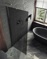 Душевая перегородка в профиле MaybahGlass 1950*1090 Стекло 8 мм Графит матовый   Профиль: Широкий, Цвет Хром матовый MGD-682-5ш