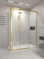 Душевой угол раздвижной 1200х900x2000 цвет профиля Золото брашинг стекло прозрачное PR3/R-SP-12090-01-G-C4 Premium Veconi