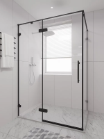 Душевой угол распашной 1400х900x2000 цвет профиля Чёрный матовый стекло прозрачное осветленное AL-SP-14090-00-B-C4 Premium Veconi