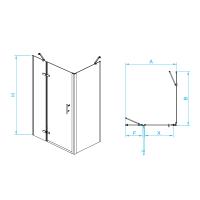 Душевой уголок RGW PA-77-1B L (PA-07B L + Z-060-2B + держатель O-204B) прямоугольный  140* 80*195 410877148-084L профиль Чёрный стекло Прозрачное(Принт) 6 мм RGW
