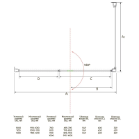 Душевой угол раздвижной прямоугольный RV034-110100-01-C7 1100х1000х1950 Цвет профиля Хром Стекло Прозрачное Veconi