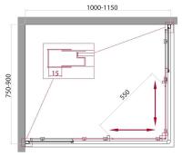 Душевой уголок прямоугольный UNIQUE-AH-2-100/115-75/90-P-Cr (1000-1150)x(750-900)x1900 BelBagno