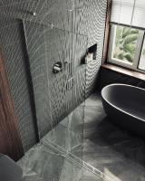 Душевая перегородка в профиле MaybahGlass 1950*890 Стекло 8 мм Бесцветное   Профиль: Широкий, Цвет Хром матовый MGD-689-5ш