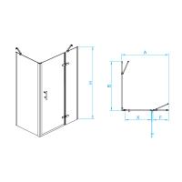 Душевой уголок RGW PA-77-1B R (PA-07B R + Z-060-2B + держатель O-204B) прямоугольный  100*100*195 410877100-084R профиль Чёрный стекло Прозрачное(Принт) 6 мм RGW
