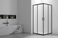 Душевой угол раздвижной квадратный RV101B-90-01-C4 900x900x1900 Цвет профиля Чёрный Стекло Прозрачное Veconi
