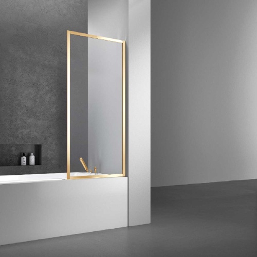 Шторка на ванну, стационарная  VSB-41700CLG 700х1400 цвет брашированное золото стекло прозрачное Vincea